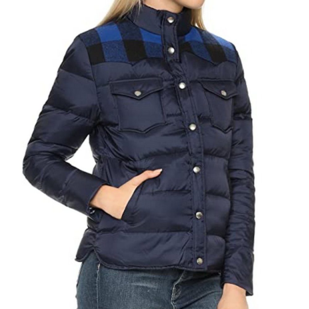 Penfield Blue Puffer jacket Buffalo Check Plaid Yoke XS